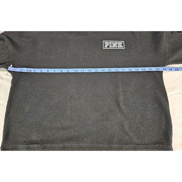 VS PINK VICTORIA'S SECRET BLACK PULLOVER SWEATSHIRT STRIPED SLEEVES SIZE MEDIUM - Picture 7 of 10